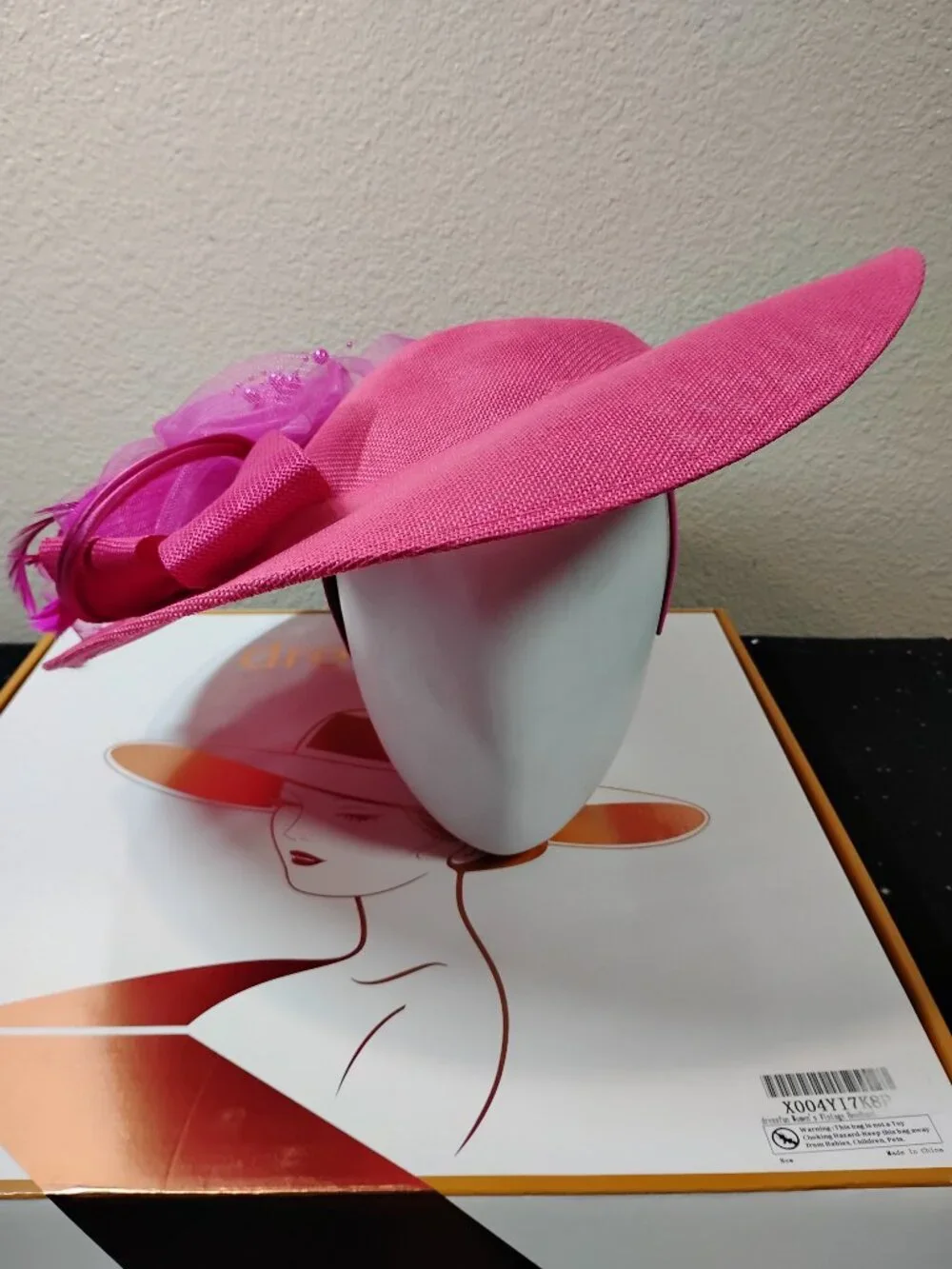 Fuchsia Pink Fascinator Hat Dressfan Headband Wedding Tea Party Derby Bridal